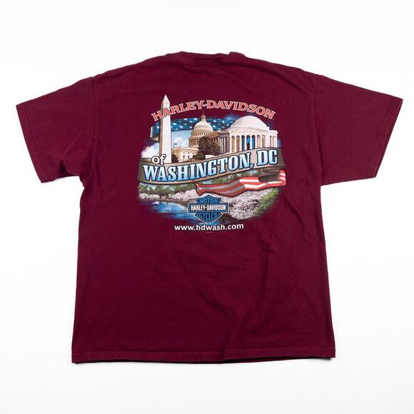 Harley-Davidson Washington DC Graphic T Shirt Mens XL Made In USA 2009 Burgundy - Picture 2 of 7